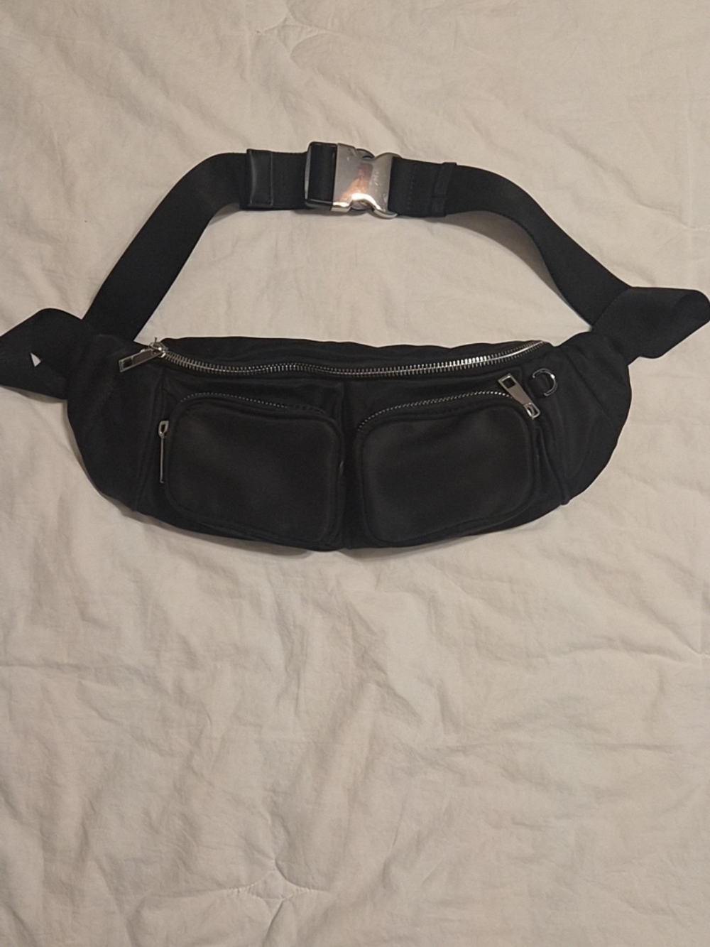 Black Waist Bag - Sleek Zip Pouch